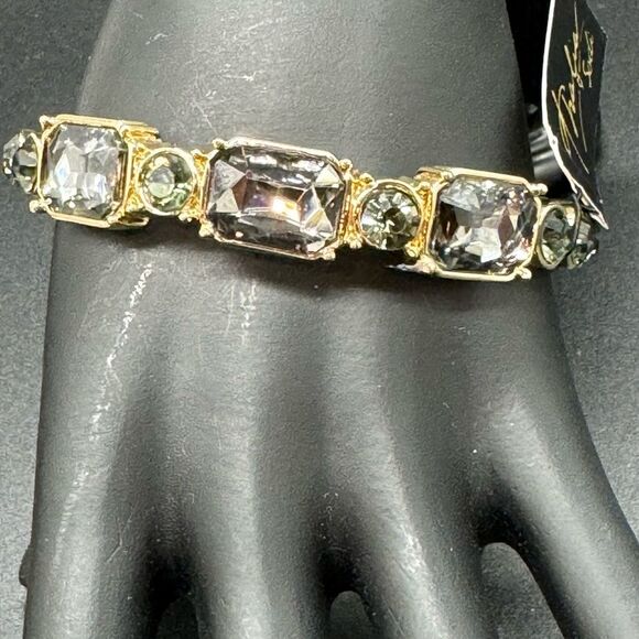 Thalia Sodi Beautiful Gold Tone Crystal Bangle Bracelet - Picture 3 of 8